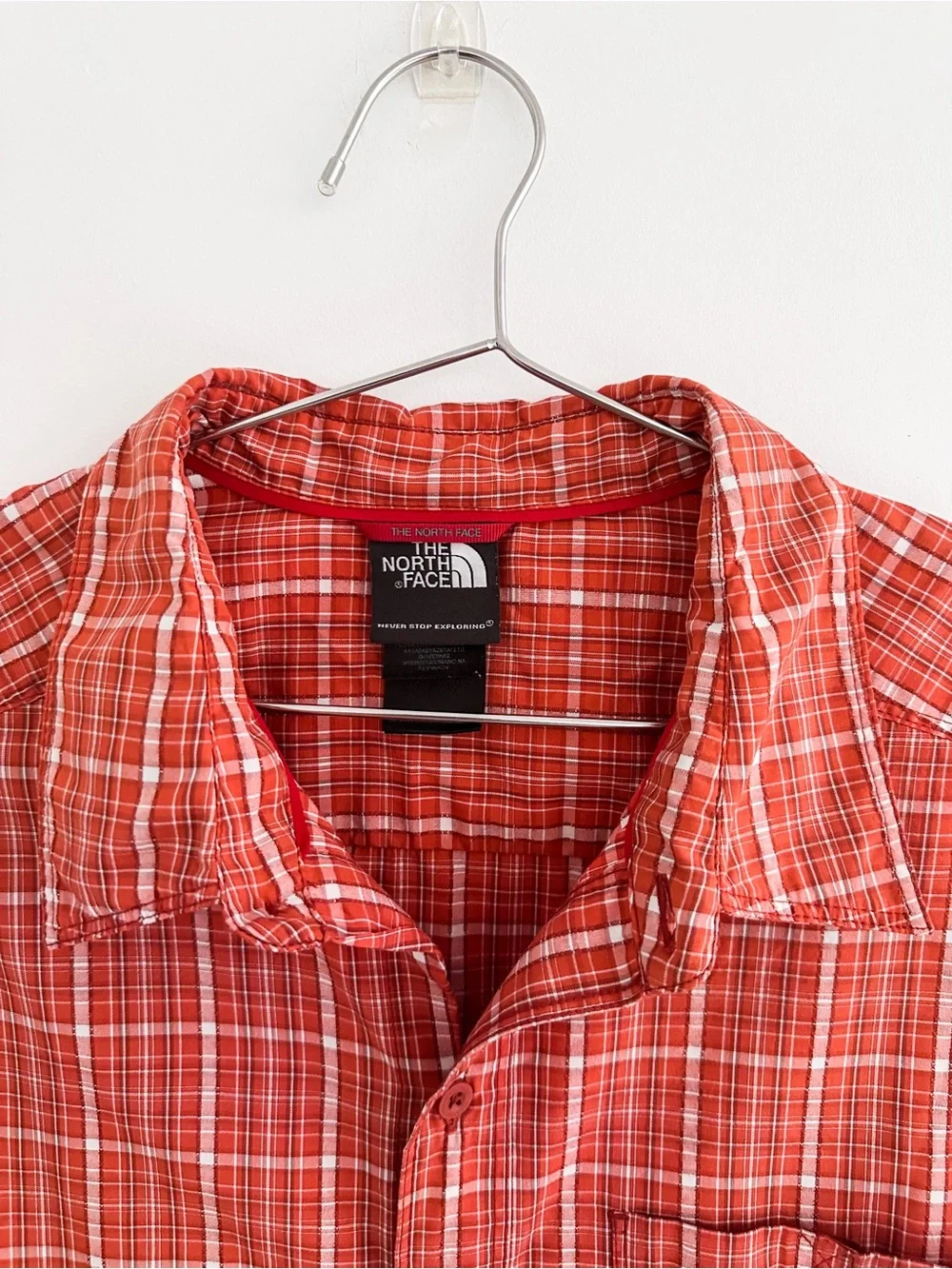 The North Face Red Plaid Short Sleeve Hiking Shirt Outdoor Camp Gorpcore Size M